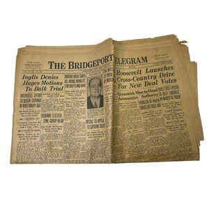 The Bridgeport Telegram Newspaper July 8 1938 Roosevelts Cross Country Drive u